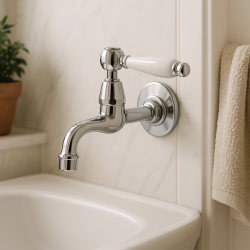PB Classic Robinet mural de lavabo avec levier blanc eau froide chromé 1208853472